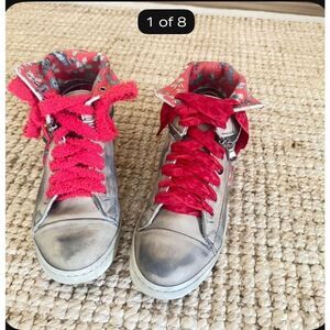 Le Crown Handmade in Italy Distressed Leather Convertible High Low Sneakers 37